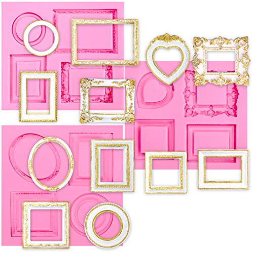 Large Mirror Frame Candy Silicone Mold 2inch Medium, 3 in Set for Sugarcraft, Cake Decoration, Cupcake Topper, Chocolate, Fondant, Jewelry, Polymer Clay, Epoxy Resin, Crafting Projects