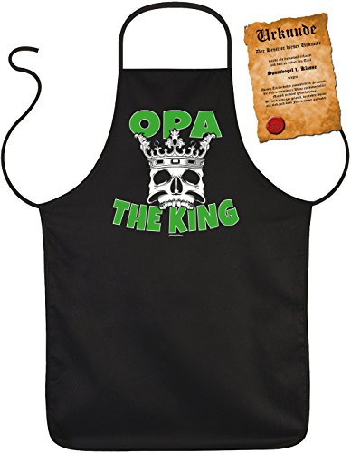 Opa Schürze - Sprüche Kochschürze Großvater : Opa The King -- Geschenk Grillschürze Geburtstag Opa + Urkunde