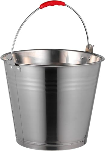 Mayuela Edelstahl Metalleimer 10 Liter mit Tragegriff - Großer robuster Blecheimer für Haushalt, Garten, Reinigung, Wasser & Camping