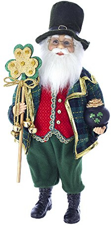 Kurt S. Adler, Inc. KK0026 Kurt Adler 18 Kringle Klaus Irish Santa with Staff Figure