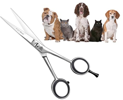 ARSUK Dog Grooming Shears 7-Inch Professional Japanese Stainless Steel Pet Grooming Scissors for Pets, Sharp Dog Hair Scissors with Fix Screw, Ergonomic Handle & Comfort Grip, Mirror Finish