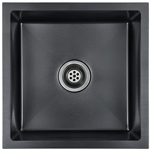 vidaXL Fregadero de cocina hecho a mano acero inoxidable negro