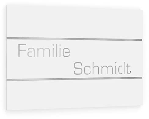 Graviers Design Türschild aus V2A Edelstahl 160x110mm - Weiß - Wetterfest Rostfrei Individuell anpassbar - Made in Germany