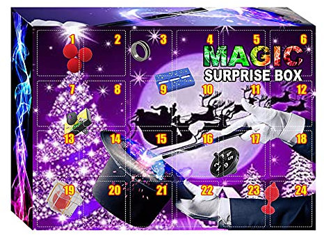 ikasus Adventskalender 2021,Kinder Zauberkasten,Magische Dekompressionsbox 24 Tage Weihnachts Countdown Kalender,Weihnachten Magisches Set Erstaunliche Zaubertricks Requisiten für Kinder Spielzeug