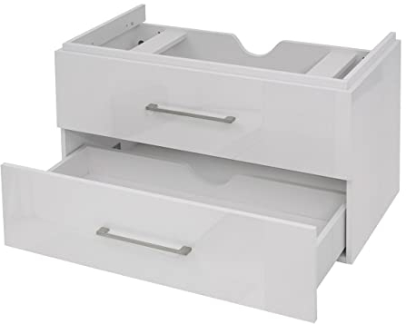 Mendler Premium Waschbeckenunterschrank HWC-D16, Waschtischunterschrank Waschtisch Badmöbel, Hochglanz 90cm - weiß