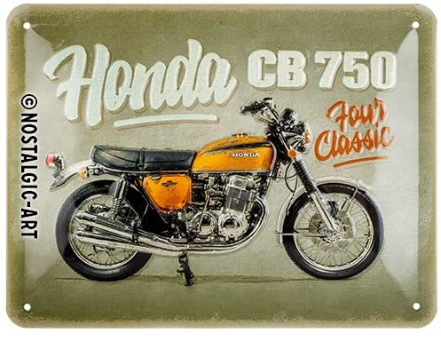 Nostalgic-Art Retro Blechschild, 15 x 20 cm, Honda MC – CB750 Four | Original Honda Lizenzprodukt (OLP), aus Metall, Vintage Design, Blechschilder Sprüche, Geschenk-Idee für Biker