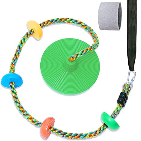 Arbre Swing pour Enfants arrière-Cour Unique Disque Corde Escalade siège pour Arbre Terrain de Jeux extérieur intérieur Swing Set Accessoires avec épaississement 4 ft Sangle-Vert