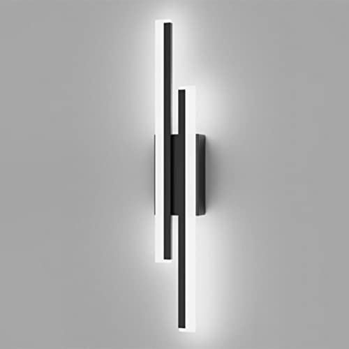 LIGKIN Modern Indoor LED Wall Light, 16W Sconces Rectangular Black, 6500K Cold White Mounted Simple Long Aluminium Fixture, 65CM for Bedroom Living Room Corridor Stairs