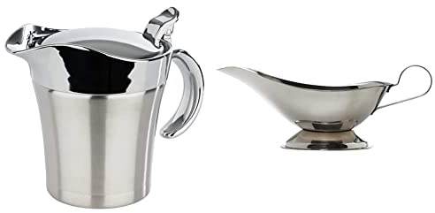 APS 40207 Doppelwandig isolierte Sauciere mit Klappdeckel, 19 x 12,5 x 13 cm, 0,4 ltr & IBILI Sauciere, 230 ml, Edelstahl, Silber, 25 x 10 x 8 cm