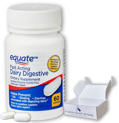 Lactase Fast Acting- Dairy Digestive Supplement, 60 caplets (Pack of 1)