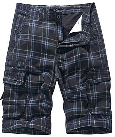 Oanviso Cargo Shorts et Bermudas pour Homme Casual Shorts à Carreaux Été Pantalon Court Slim Fit Multiple Poches Cargoshorts Classique Chino Shorts à Rayures Cargo de Travail Lâche