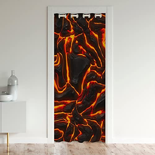 Loussiesd Red Marble Door Curtain for Doorway Privacy Modern Marble Aesthetic Closet Door Cover Curtain for Living Room Reversible Watercolor Artwork Design Fire Style Window Treatments 86x203cm