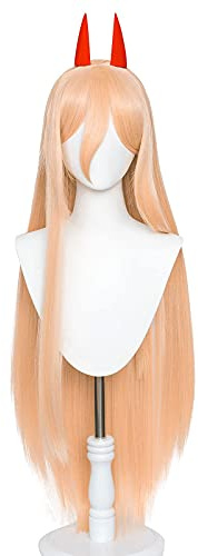 Blonde Perücke für Frauen mit langem, glattem Haar und Pony, perfekt für Halloween, Cosplay und Anime-Conventions