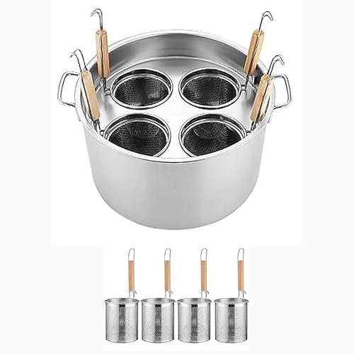 RSBFER Cuoci Pasta Commerciale in Acciaio Inossidabile a 3/4/5 Fori, Set di Inserti con divisori e pentole con colino per Cucina Domestica, Ristorante,A,4 Holes