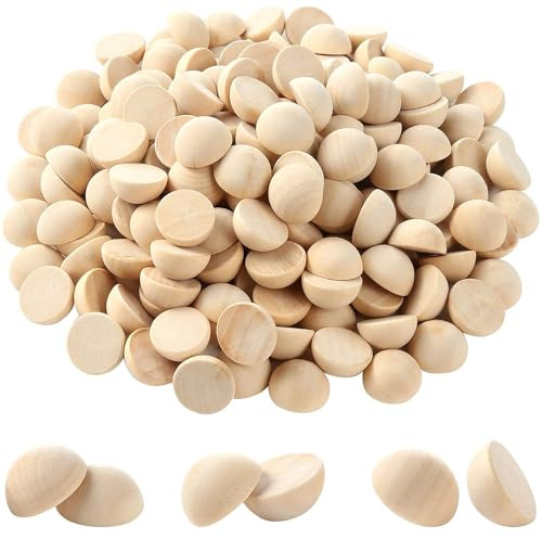 Palline di Legno Naturale Grezze Artigianali (200pz) - Mini Perline in Legno Divise da 20 mm per Fai da Te - Perline Legno per Arte, Design di Gioielli, Decori Natalizi e Progetti