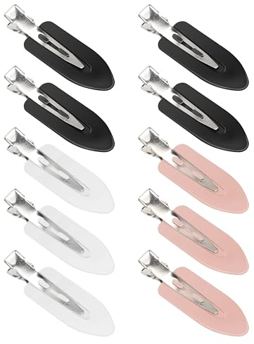XCZYN Hairpin 10 Pcs No Crease Hair Clips No Bend Hair Pins Curl Clip Makeup Application Hair Pin for Girl Woman Hairdressing Bangs Fringe Hair Styling (Black, White, Pink, 10 Pcs)