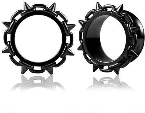 Vankula Ohr Tunnel 1 Paar Double Flared Flesh Plugs Punk für männer damen Ohrpiercing Schmuck 14mm(9/16) Schwarz