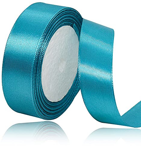 Türkis Blau Satinbands 20mm Breit, 22m Schleifenband, Geschenkband für Geschenkverpackungen, DIY Handwerk, Blumensträuße, Nähprojekte, Schleifenherstellung, Geburtstags- und Hochzeitsdekorationen