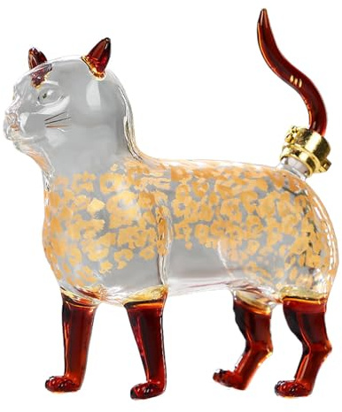 MagiDeal Novelty Cat Whisky Decanter Wine Bottle Unique Novelty Liquor Decanters Drink Dispenser Glass Decanter Wine Decanter with Stopper Whisky Gifts for Men Groomsmen Gift Entertaining Drinkware