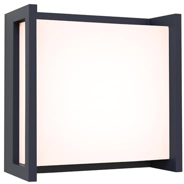 LUTEC LED-Wandleuchten für den Außenbereich quadratisch, moderne Aluminium-Wandleuchte, 3000K warmweiß, wasserfeste Außenwandleuchte für Haustür, Veranda, Flur, Garten, dunkelgrau