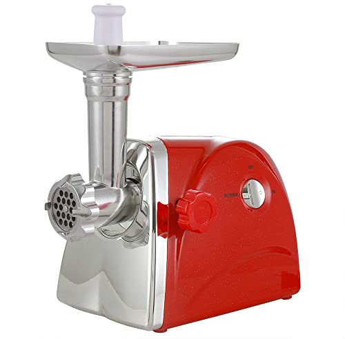 MIIWWOWO Tritacarne elettrico in acciaio inox, tritacarne elettrico, con tritacarne, 800 W