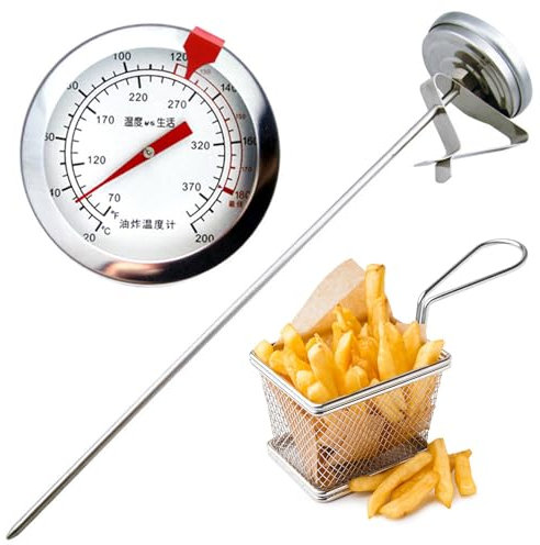 Analoges Fettthermometer,Analoges Bratenthermometer aus Edelstahl,Küchenprofi Frittier-Thermometer aus Edelstahl mit praktischem Clip,Küchenthermometer,Grillthermometer,perfekt gebraten