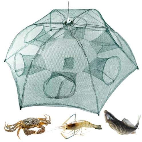 Trap de Pescado Red de Nylon, Trampa de Minnow de Estilo Paraguas Plegado de Estilo Paraguas plegados 37x16 Pulgadas Kit de Cangrejo de Cangrejo de Cangrejo portátil para Pescado Cangrejo cangre