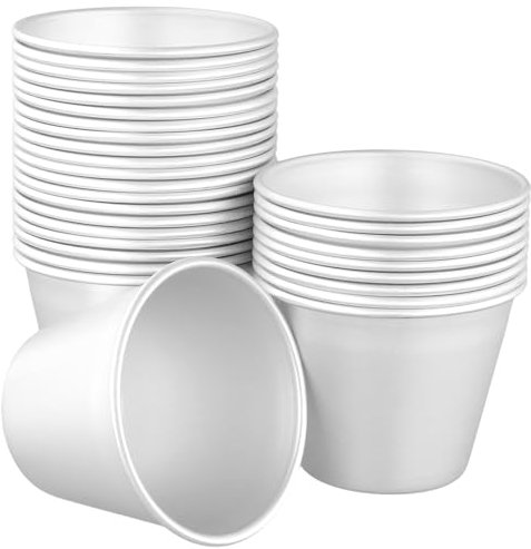 TAICHEUT 30 PCS Pudding Moulds, 140ml Nonstick Panna Cotta Tin Baking Cups, Mini Aluminum Dariole Moulds for Desserts, Puddings, Cakes