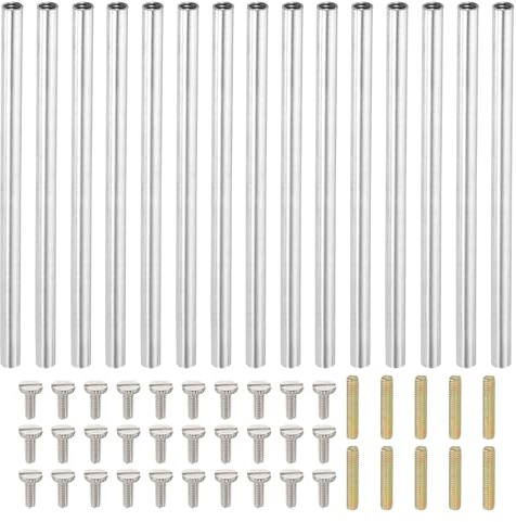 PATIKIL 95mm (3,7) Runde Hülsenmutter Kupplungsmuttern-Set, M4 Gewindehülse Stangen-Hardware mit vollständigem Gewindestab-Schlitzschraube für Lampenmodell-Möbel-DIY-Reparaturteil