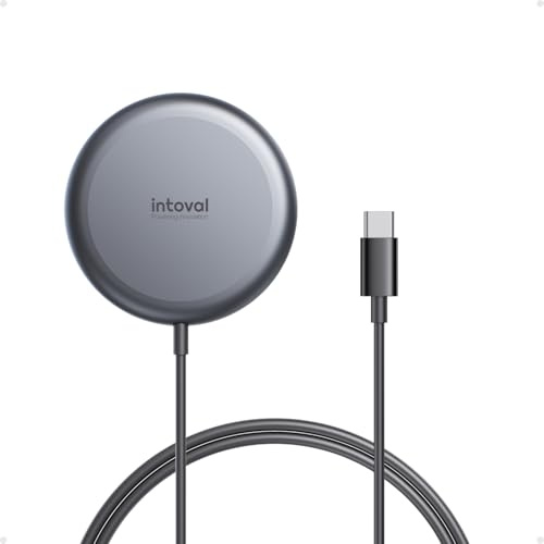 Intoval Qi2 Magnetic Wireless Charger - 15W Fast Charging Pad, Ultra-Slim Portable Design, Compatible with iPhone 16/15/14/13/12 Series MagSafe and Qi2 Enabled Devices.