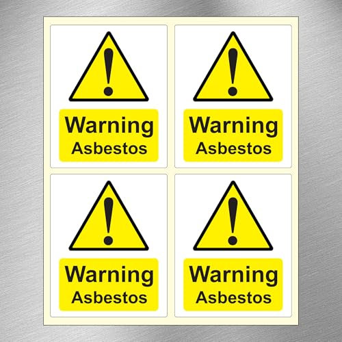 Pack of 16-90mm x 110mm Warning asbestos self adhesive vinyl signs