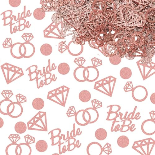 WUSJCOF 100 Stück JGA Deko Konfetti Bride to Be Roségold Glitzer Tischdeko Junggesellinnenabschied Frauen Party