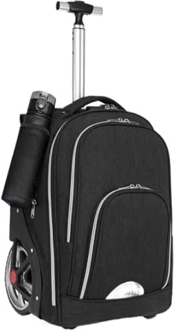 USOHJZ Schultasche Mit RäDern 18 Zoll große Räder Schultrolley-Rucksacktasche for Teenager Schulrucksack mit Rädern und Trolley Reiserollgepäcktasche(Black)