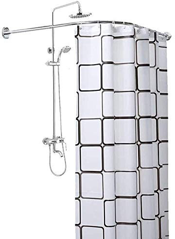 Asta per tenda da doccia ad angolo, curva, senza trapano, estensibile, in acciaio inox 304, per box doccia in un angolo