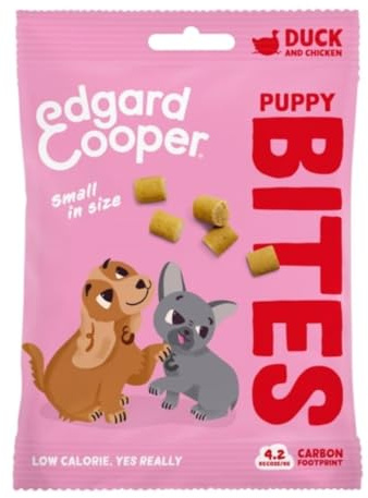 Edgard Cooper Hundeleckerli, Welpen Bites Ente, 50g x 1 Bites, Leckerlis, Getreidefrei, Natürliche Zutaten, hoher Proteingehalt und frisches Fleisch
