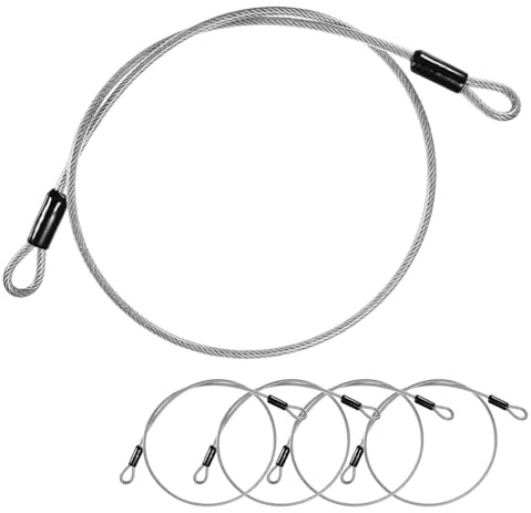 M METERXITY 5-Pack Security Cable Lock, 3FT 5mm PVC Coated Stainless Steel Luggage Lock Wire Rope with Double Loop for Travel/Gate/Bike, Cut-Resistant Braided Steel Cable [Transparent]