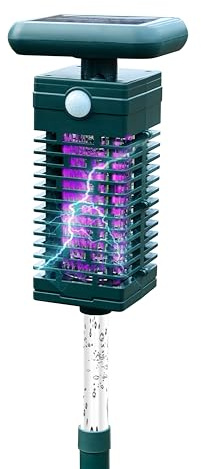 Solar Insektenfalle Outdoor, Solar-Mückenabtöter/Abweiser für den Innenbereich, Solar-Mückenfalle wasserdicht & kabellos & wiederaufladbar (Green, Premium-Version)