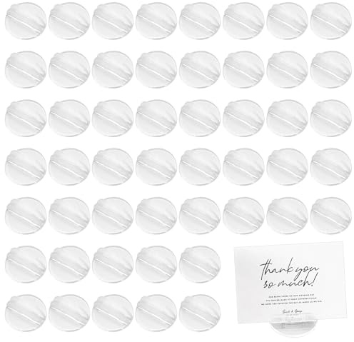 Hsrag 50 Pcs Clear Acrylic Round Card Stands 24x10mm 2mm Thick - Table Sign Holders for Wedding, Photos & Memos