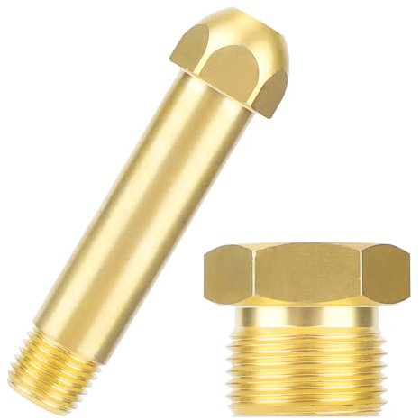 lasuroa Dado CGA-580 e Raccordo da 7,62cm, Raccordo Ingresso del Regolatore Filettato in Ottone per Bombole di Gas Elio Argon Azoto Ideale per Saldature e Collegamenti di Bombole