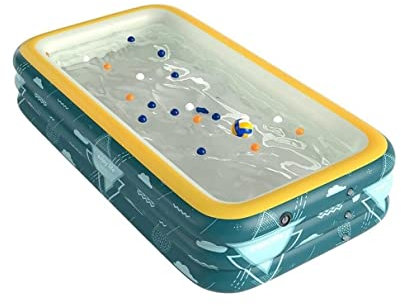 IWENZHKPA Piscine Gonflable Piscine Gonflable Rectangulaire À Réglage Rapide Piscine Extérieure Pataugeoire Gonflable À 3 Anneaux pour Jardin Arrière-Cour Pataugette(260 * 170 * 60cm)