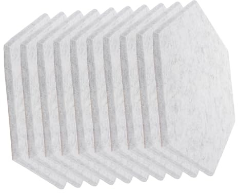 BIUDECO 10 Pièces Panneaux Acoustiques Hexagonaux Polyester Gris Isolation Murale Insonorisante Absorption Sonore pour Studio Bureau et