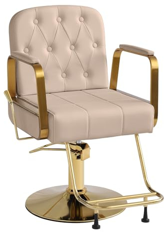 Anunweldo 360-Grad-Drehung Friseurstuhl, Kippbarer Hydraulisch Friseurstuhl für Schönheitssalon Friseursalon (Grau)