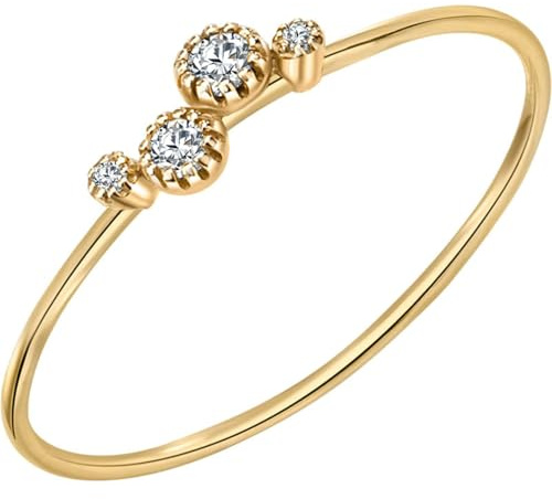 Ayoiow Damen Ring Gold 585 Gelbgold, Dünn mit Labordiamant Vorsteckring für Ehering, Vorsteckring Gold Damen