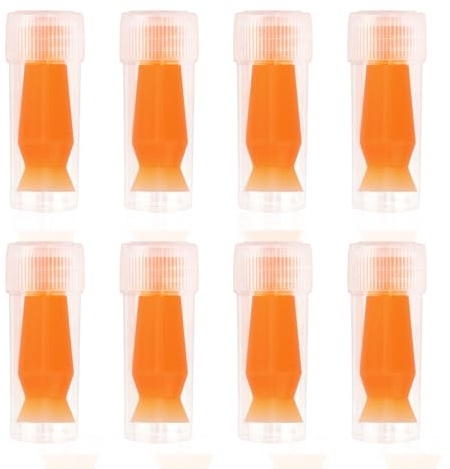 8st Skleral Linsinförare, Ventillös Kontaktlinsapplikator Individuellt Förpackad Silikonkolv för Hårda RGP-Protesögon (Orange)