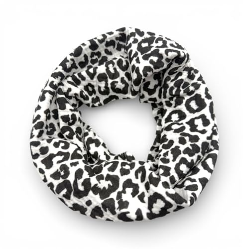 Damen Musselin Loop Schal Leo Print Frühling Herbst Made in Italy