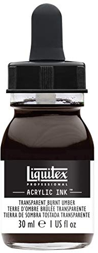 Liquitex 4260130 Ink Professional flüssige Acrylfarben, Tusche, 30 ml, hochpigmentierte Airbrushfarbe, Umbra Gebrannt Transparent