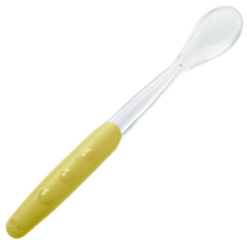 NUK Easy Learning Fütterlöffel Soft, extrasoftes Löffelteil aus Silikon, extralanger Anti-Rutsch-Griff, 2 Stück, BPA-frei, pistazie