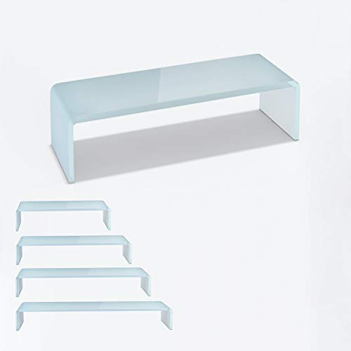 bijon TV Aufsatz Glas Bildschirm-Erhöhung | PC Monitor-Erhöhung, Schreibtisch-Aufsatz für Laptop Erhöhung, Monitor-Erhöhung | (B/T/H) 350x250x110mm - superweiß