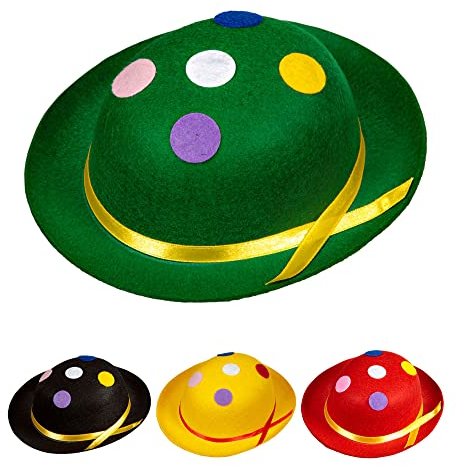 Widmann 0463F - Melonen Hut, getupft, aus Filz, farbig sortiert, Clown, Kopfbedeckung, Mottoparty, Karneval, Fasching