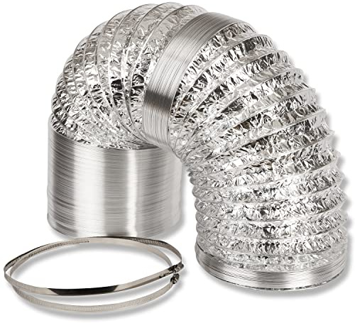 Luftabzug Schlauch Aluminium Folie Biegbar für Lüftung Ventilation Gewächshaus - Aluminium, 200mm x 10m (8)